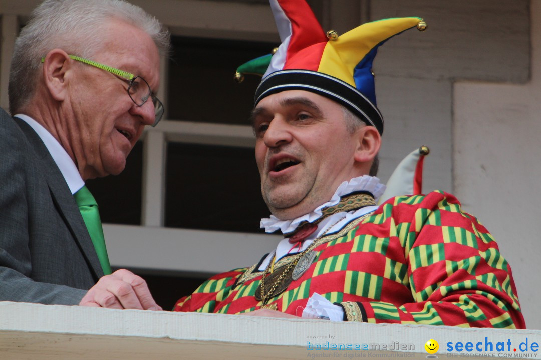 Narrenbaumstellen, Winfried Kretschmann: Stockach am Bodensee, 27.02.2014