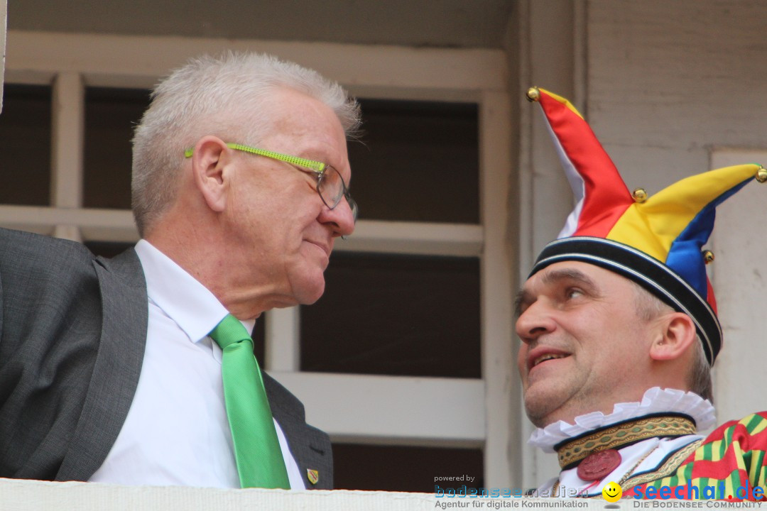 Narrenbaumstellen, Winfried Kretschmann: Stockach am Bodensee, 27.02.2014