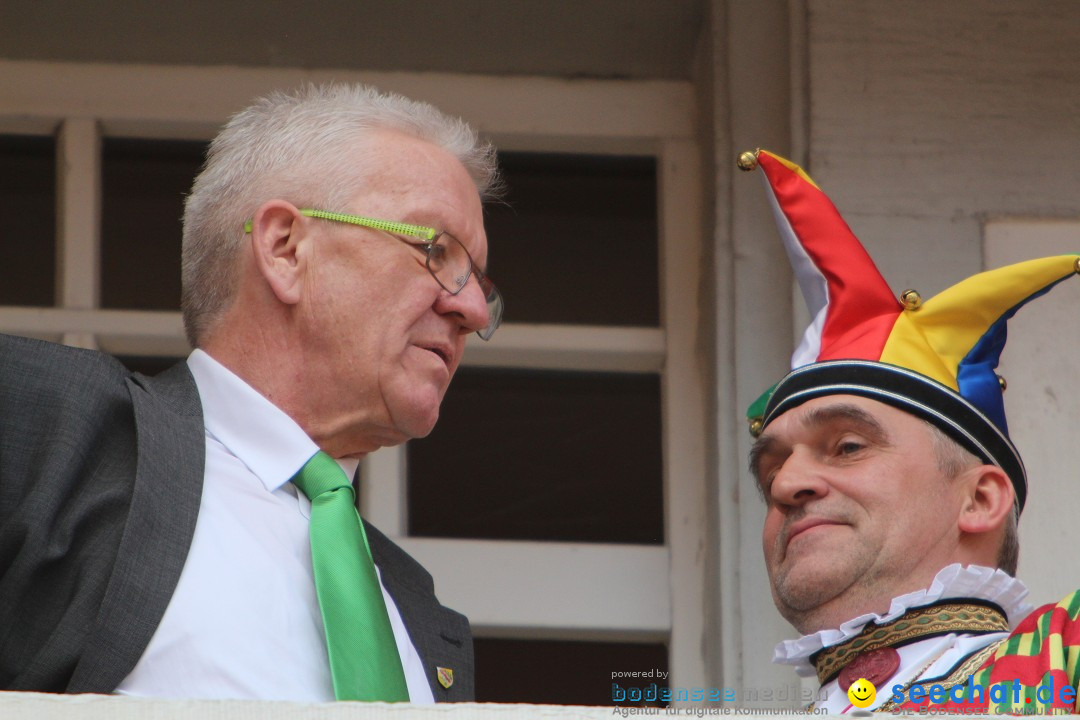 Narrenbaumstellen, Winfried Kretschmann: Stockach am Bodensee, 27.02.2014