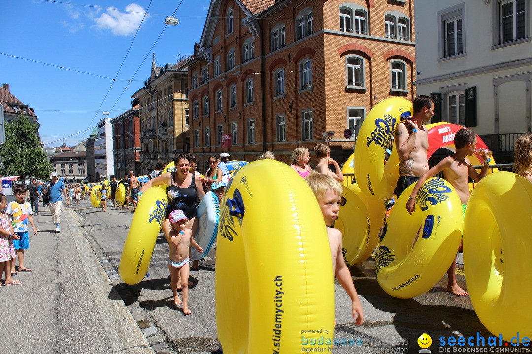 Slide my City - Wasserrutsche: St. Gallen in der Schweiz, 30.07.2016