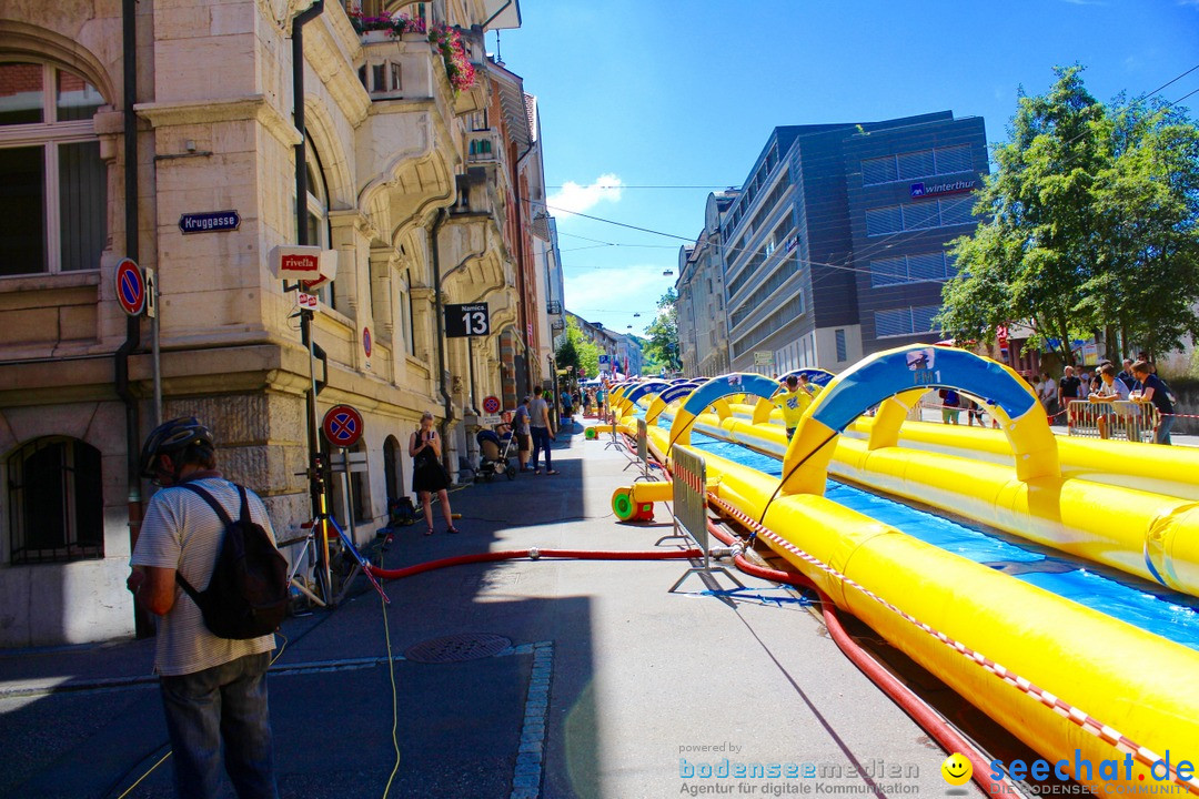 Slide my City - Wasserrutsche: St. Gallen in der Schweiz, 30.07.2016