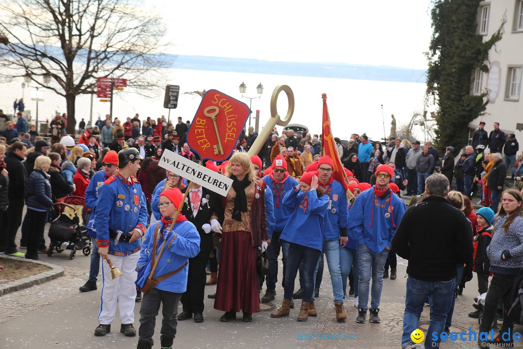 Fasnetsumzug mit Narrenbaumstellen: Meersburg am Bodensee, 24.02.2019