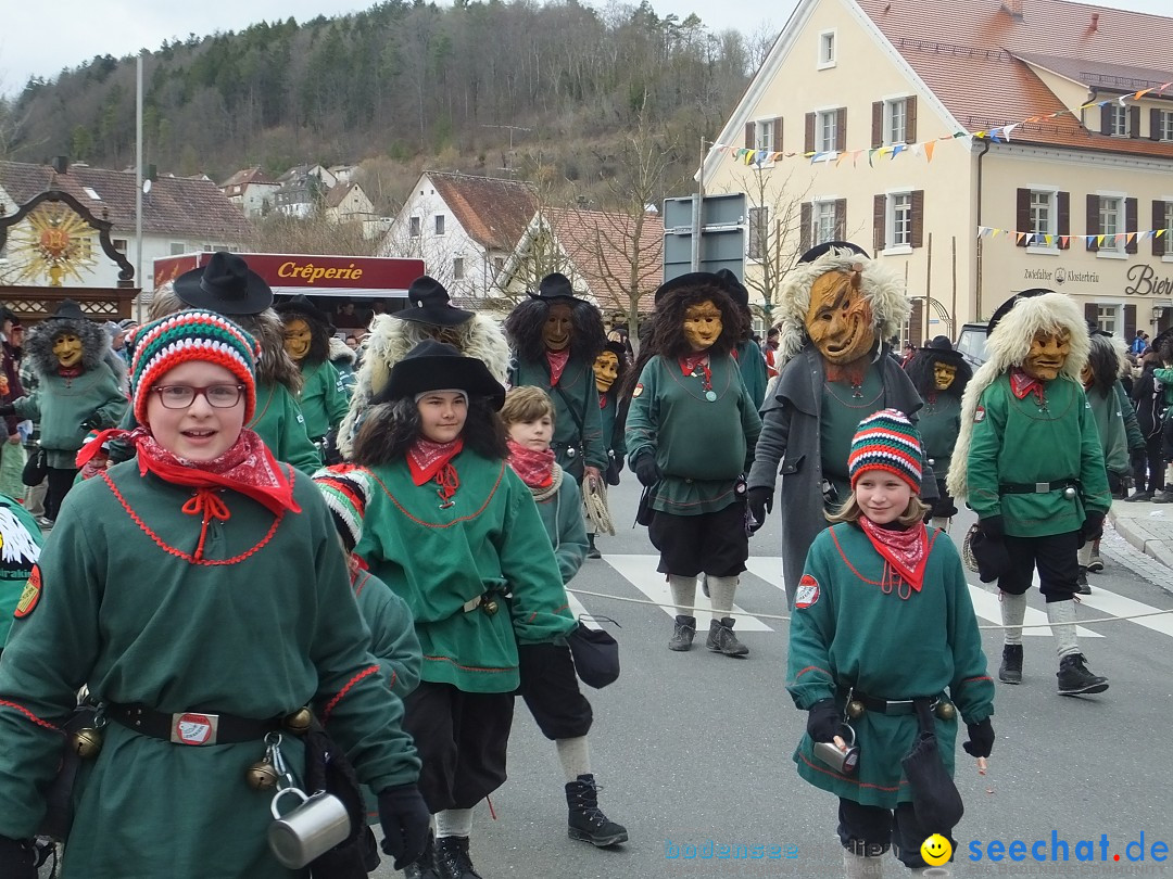 Fasnetsumzug, Narrensprung mit ueber 1200 Narren: Zwiefalten, 23.02.2020