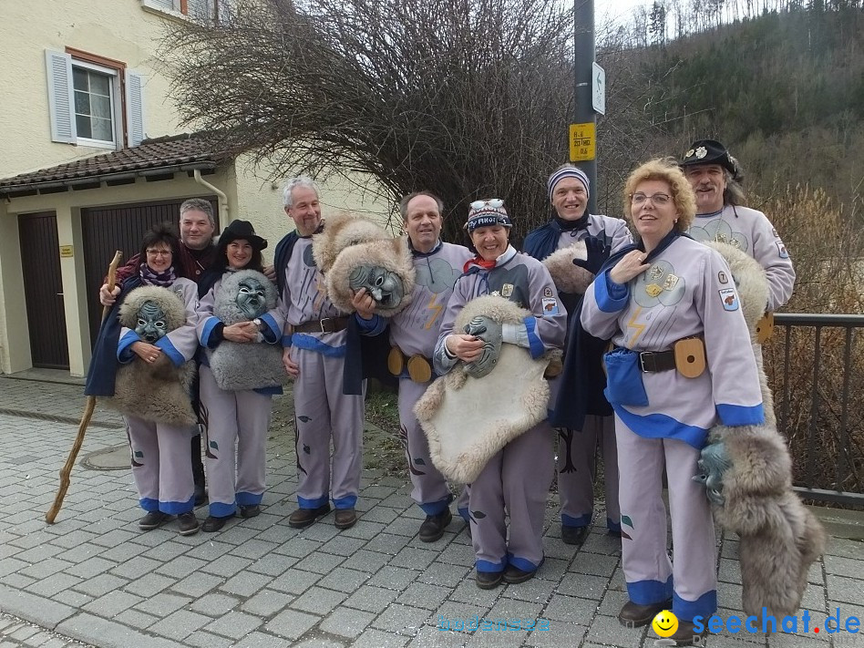 Fasnetsumzug, Narrensprung mit ueber 1200 Narren: Zwiefalten, 23.02.2020