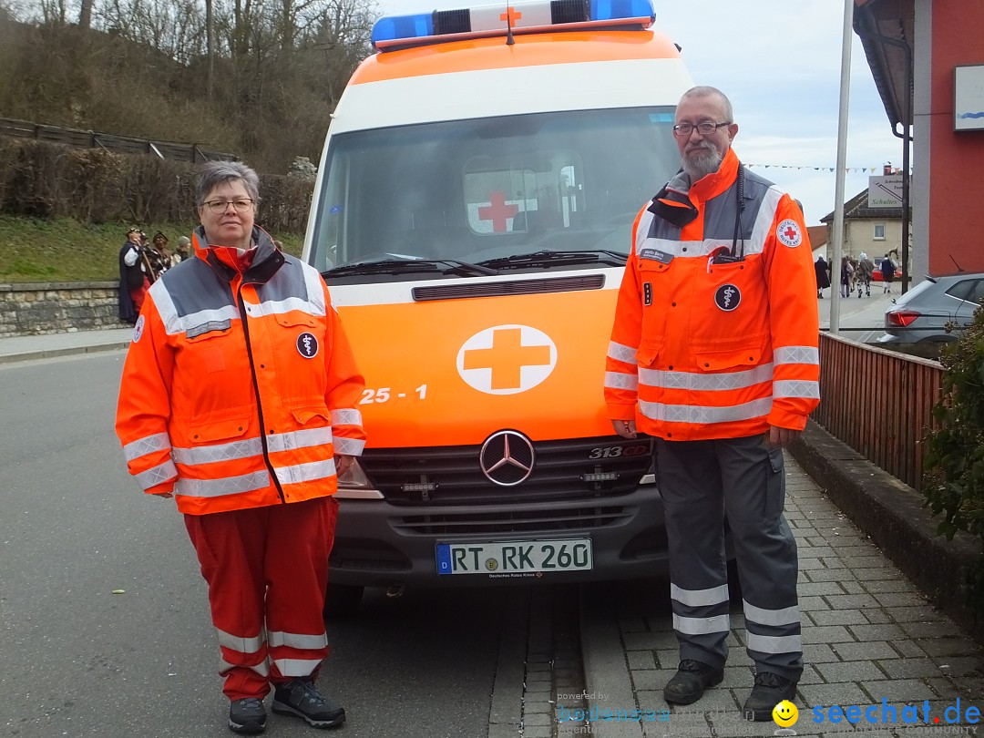 Fasnetsumzug, Narrensprung mit ueber 1200 Narren: Zwiefalten, 23.02.2020