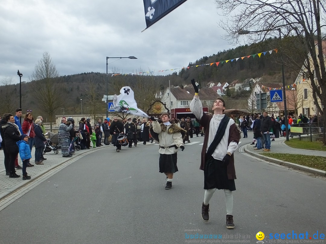 Fasnetsumzug, Narrensprung mit ueber 1200 Narren: Zwiefalten, 23.02.2020