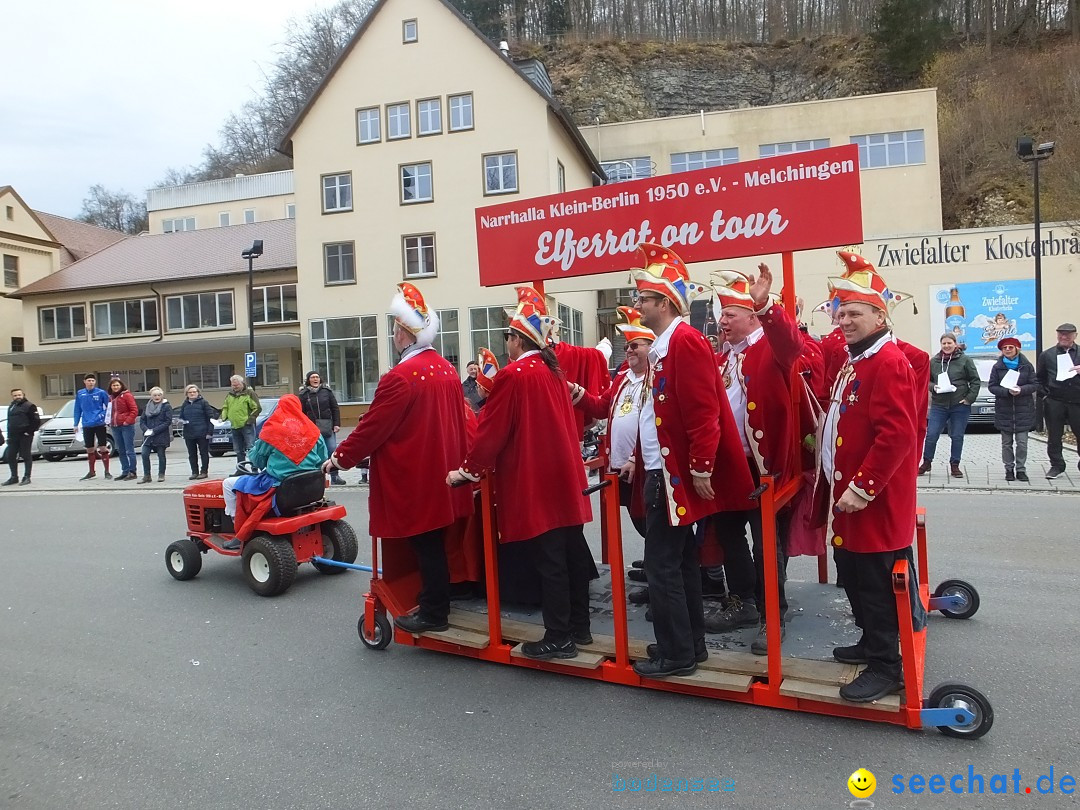 Fasnetsumzug, Narrensprung mit ueber 1200 Narren: Zwiefalten, 23.02.2020