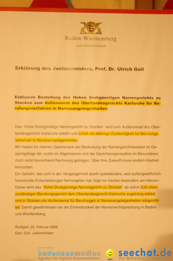 Narrengericht: Der Beklagte 2011: Frank Walter Steinmeier-SPD: Stockach am 