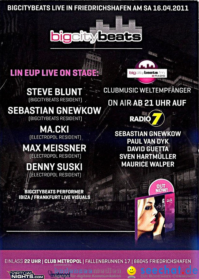 BigCityBeats - Vol. 14 Release Tour - Club Metropol: Friedrichshafen am Bod